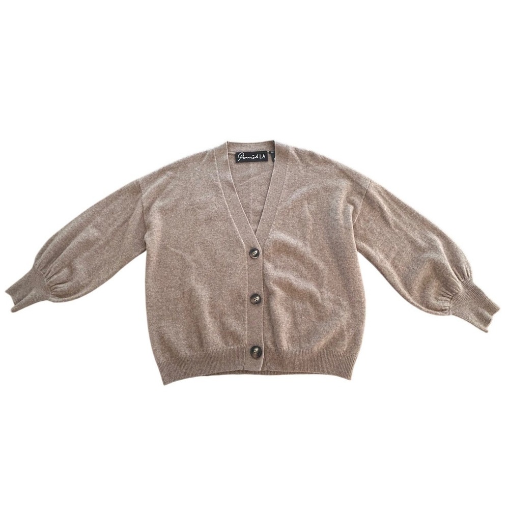 Parrish LA Cardigan Small Wool‎ Cashmere Balloon Sleeve Quiet Luxury Minimalist